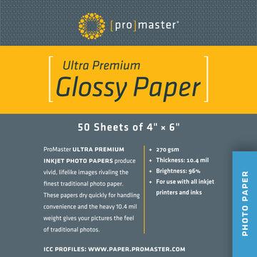 Ultra Premium Glossy Paper - 4"x6" - 50 Sheets