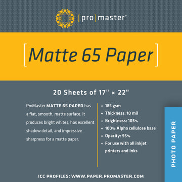 Matte 65 Paper 17"x22" - 20 Sheets