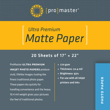 Ultra Premium Matte Paper - 17"x22" - 20 Sheets